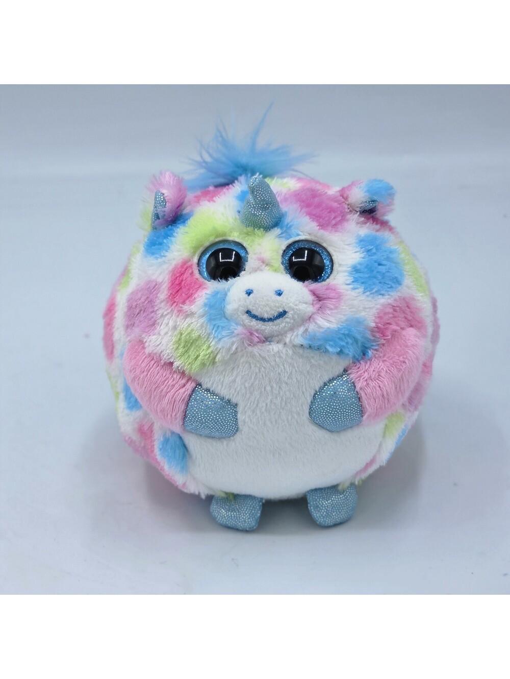 Ty Beanie Ballz Fable Unicorn 2013 Polka Dot Plush 5” Blue Glitter Eyes